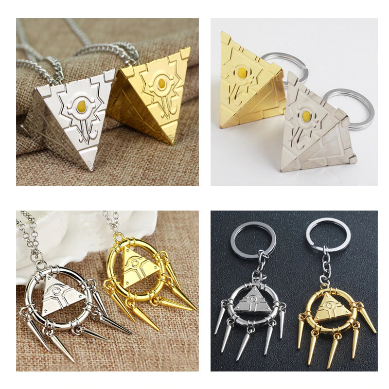 Yu-Gi-Oh - Yugi Muto Millenium Puzzle, Millennium Wheel Wisdom Keychains & Necklaces