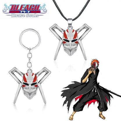 Bleach - Keychain Kurosaki Ichigo Ulquiorra Mask Sword Metal Pandent Keyring for Women Men Car Jewelry Fan Cosplay Prop