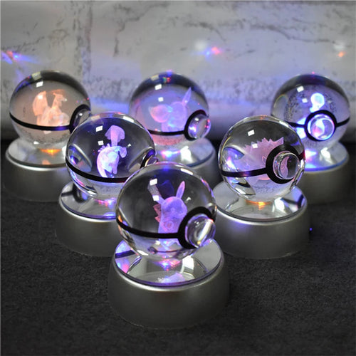 Pokemon - 3D Crystal Ball Statue Figure with Night Light LED Base