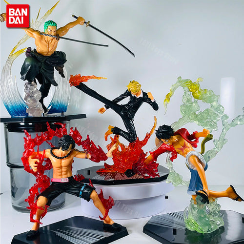 One Piece action figures! Introducing the 'Flame Fists Luffy,' 'Blazing Ace,' 'Sanji the Smackdown', 'Zoro's Spectral Slice,